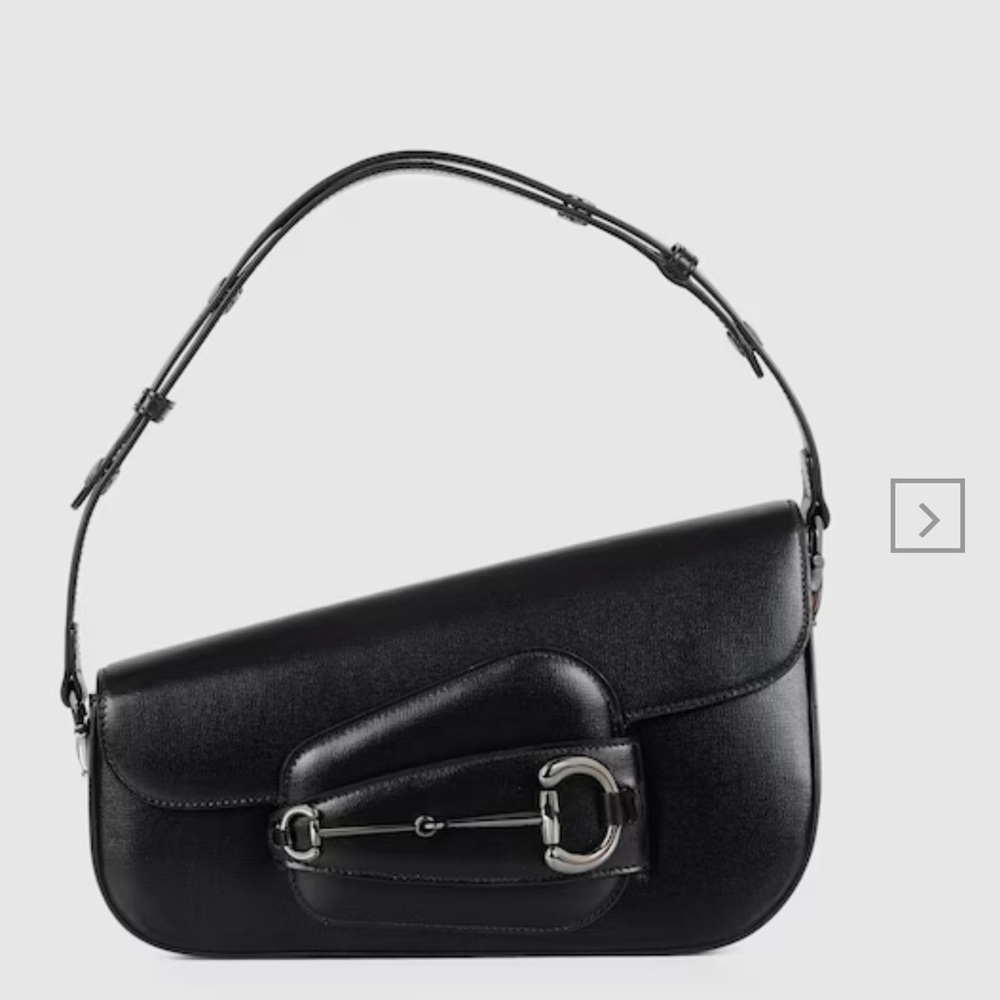 100% Authentic NWT Black leather GUCCI HORSEBIT 1955 SHOULDER BAG